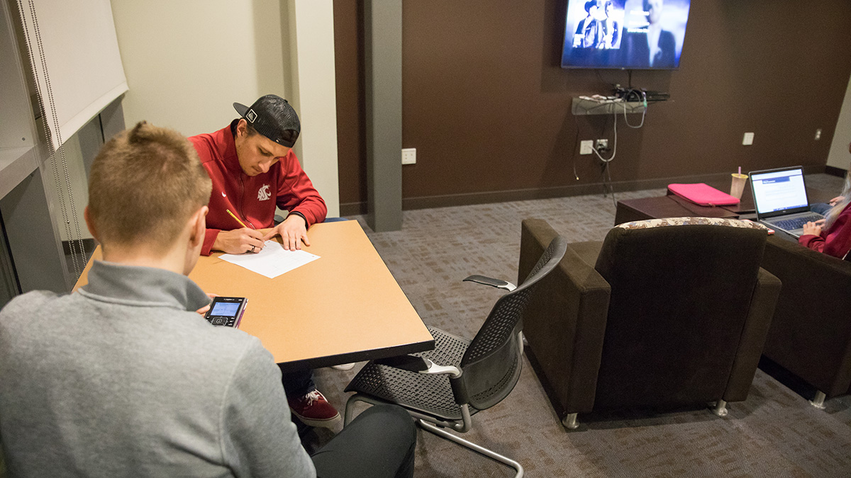 Students study in Olympia Lounge